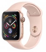 Apple Watch Series 4, 44 мм, корпус из золотистого алюминия, спортивный ремешок цвета «розовый песок» (золотистый)