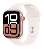 Apple Watch Series 10, 46 мм, корпус из алюминия цвета «розовое золото», спортивный ремешок цвета «румянец» M/L