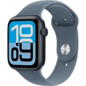 Apple Watch SE 3, 44 мм, корпус из алюминия цвета «тёмная ночь», спортивный ремешок цвета «якорный синий»