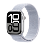 Apple Watch Series 10, 42 мм, корпус из алюминия серебристого цвета, спортивный ремешок цвета «синий деним» M/L