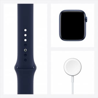 Apple Watch Series 6, 44 мм, корпус из алюминия синего цвета, спортивный ремешок