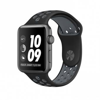 Ремешок спортивный Dot Style для Apple Watch 42mm Черно-Серый