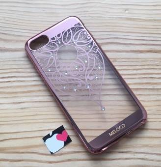 Чехол для iPhone 7 Meloco case со стразами розовый