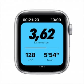 Apple Watch SE, 44 мм, корпус из алюминия серебристого цвета, спортивный ремешок Nike
