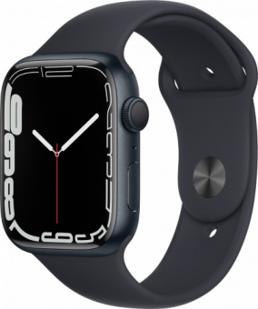 Apple Watch Series 7, 45 мм, корпус из алюминия, спортивный ремешок темная ночь
