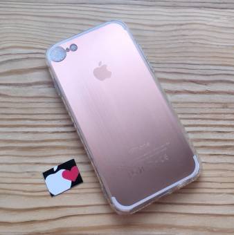 Чехол для iPhone 7 Metal aluminium с Apple Розовый