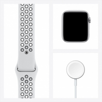 Apple Watch Series 6, 40 мм, корпус из алюминия серебристого цвета, спортивный ремешок Nike