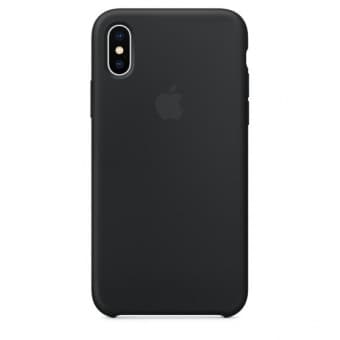 Оригинальный силиконовый чехол-накладка Apple для iPhone X, цвет черный 