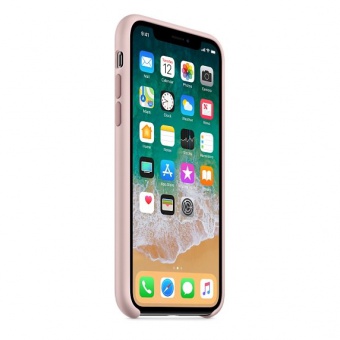 Оригинальный силиконовый чехол-накладка Apple для iPhone X, цвет «розовый песок»