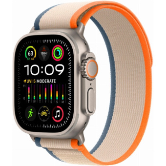 Apple Watch Ultra 2 GPS + Cellular, 49 мм, корпус из титана, ремешок Trail оранжевого/бежевого цвета, размер S/M