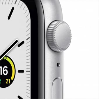 Apple Watch SE, 44 мм, корпус из алюминия серебристого цвета, спортивный ремешок