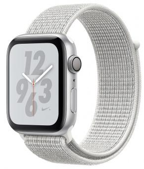 Apple Watch Nike+ Series 4 40 мм, корпус из алюминия серебристого цвета, спортивный браслет Nike цвета «снежная вершина»